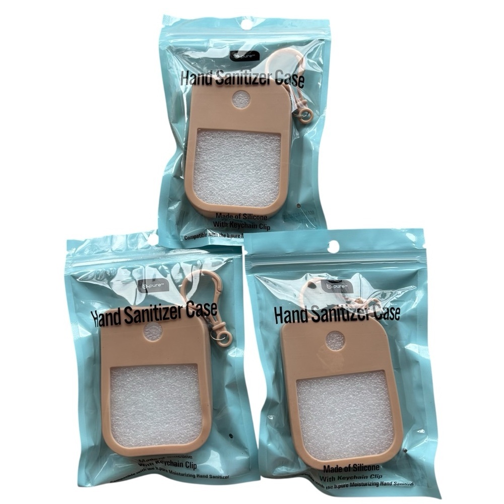 NWT B Pure Silicone Hand Sanitizer Case with Clip - Tan
3 Pack